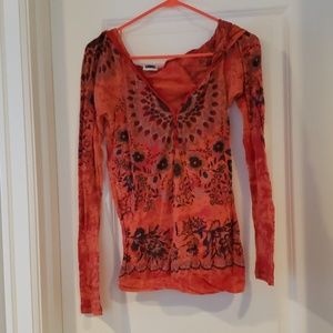 Free People long sleeve hooded tee shirt